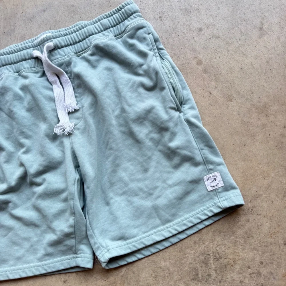 Maamgic Sweat Shorts Mens M Green Drawstring Elastic Waist Zipper Pockets Casual